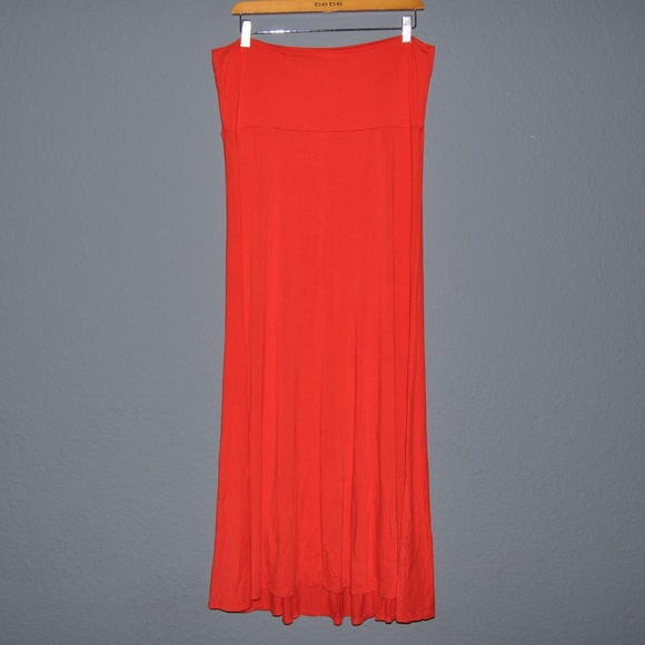 New LULAROE Solid Red Jersey A-Line Maxi Skirt G1 - Picture 4 of 8